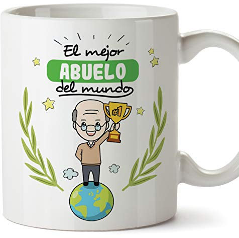 MUGFFINS Taza Abuelo - El Mejor Abuelo del Mundo - Taza Desayuno/Idea Regalo Original/Día del Padre para Abuelitos. Cerámica 350 mL