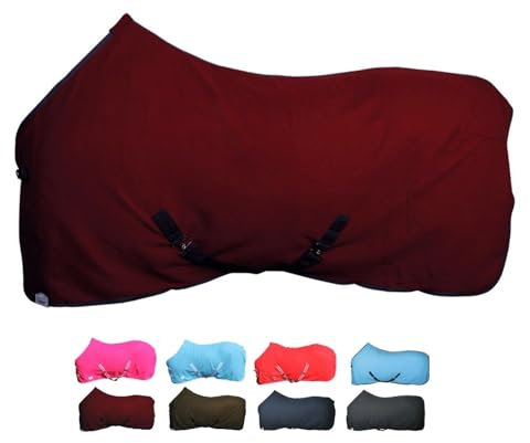 netproshop Basic Pferde Abschwitzdecke mit Kreuzbegurtung Fleece Qualität Gr. 105-155, Groesse:125, Farbe:Bordeaux