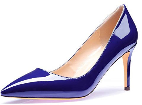 Castamere Scarpe col Tacco Donna Tacco a Spillo 8.5CM Alto Tacco Blu Pelle Verniciata Scarpe EU 35