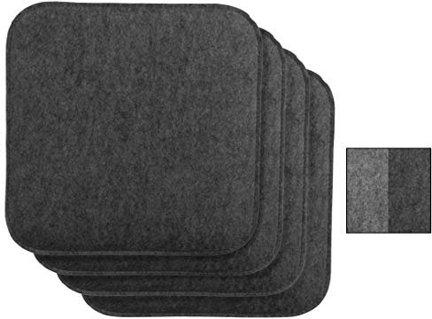 Brandsseller Wende-Sitzkissen Filz 4er Vorteilspack zweifarig Eckig Stuhlkissen Sitzauflage Gepolstert - 35 x 35 x 1,5 cm Anthrazit/Grau