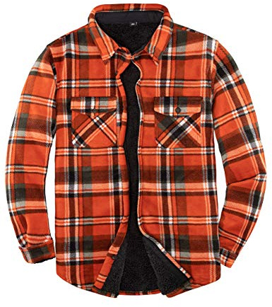 ZENTHACE Männer warme Sherpa gefütterte Fleece karierte Flanellhemdjacke (Alle Sherpa Fleece gefüttert)