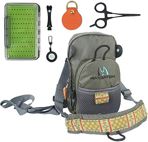 MAXIMUMCATCH Maxcatch Fliegenfischen Brusttasche Superleichte Brustpackung für Fliegenfischen Zubehör (V-comp Brusttasche&Fliegenbox&Zubehör)