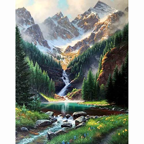 Cukol Kreuzstich Stickpackungen Vorgedruckt Set Erwachsene, Stickvorlagen Stickbilder Vorgedruckt Kreuzstich Stickpackung Sticken Stickbild Set für Erwachsene Anfänger Wald Landschaft Cross Stitch Kit