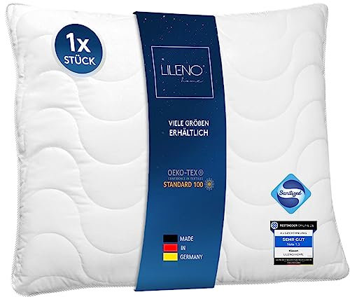 LILENO HOME Kopfkissen 80x80 - Kissen 80x80 für einen erholsamen Schlaf - Bettkissen 80x80 Kochfest bis 95°C u. mit antibakterieller Ausrüstung - Allergiker Kissen als Pillow 80x80