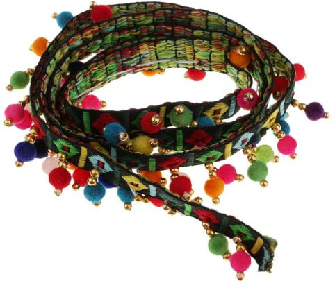 zalati Pompon, nappa, pizzo con nappe, 9,1 m, accessori per vestiti fai da te, vestiti, indumenti, cucito, tessuto - nero