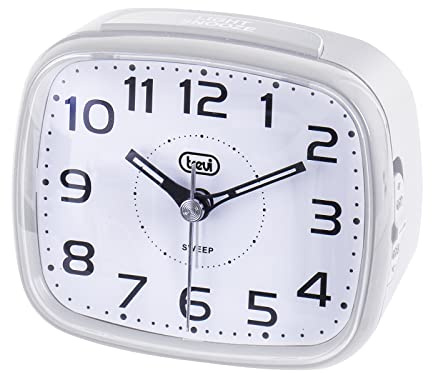 Trevi SL 3054 Quarzuhr mit Wecker, großes Zifferblatt, Snooze/Light-Taste, leises Uhrwerk Sweep, Weiß