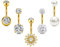 vcmart 5stk Bauchnabelpiercing 10mm Gold Chirurgenstahl 14G Bauchpiercing Piercing Bauchnabel Ring Damen