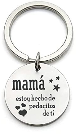Schlüsselanhänger Frau Modern, Oersonalisierter Schlüsselanhänger Edelstahl Spanische Mama Silber Schmuck Geschenk Personalisiert