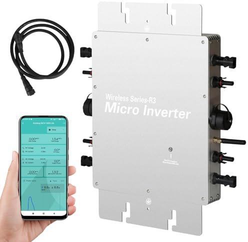 Jadeshay Micro-onduleur Solaire 1600W MPPT Onduleur Solaire Étanche Connecté au Réseau Onduleur avec Système de Surveillance de téléphone Mobile WiFi