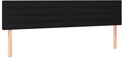 vidaXL Kopfteil 2 STK., Bettkopfteil mit Holzbeinen, Höhenverstellbar Polsterkopfteil für Bett, Betthaupt Bettzubehör Schlafzimmer, Schwarz 100x5x78/88cm Stoff