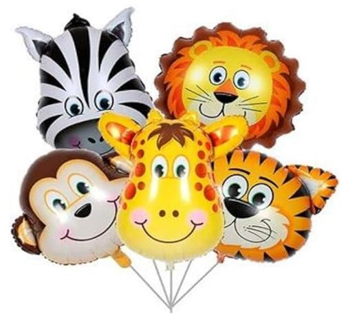 5 Stück Folienballons mit Tieren, Geburtstagsparty-Zubehör für Kinder, Mottoparty-Dekorationen