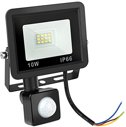 MXTIMWAN LED Strahler mit Bewegungsmelder, 10W Außenstrahler Kaltweiß Superhell Scheinwerfer LED Fluter IP66 Wasserdichter, Aussenlampe mit Bewegungsmelder für Garten, Innenhöfe, Garage