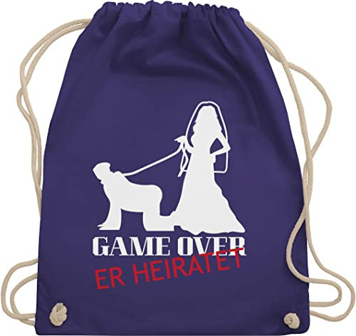 Turnbeutel Rucksack - JGA Junggesellenabschied Männer - Game Over - Er Heiratet - Unisize - Lila - 24 herren mann 2024 jungesselnabschied groom bags outfit junggesellenabschieds polterabend