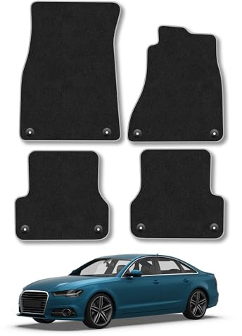 Audi A6 (2011-2018) Carpet Car Mats | Grey Edge Trim Tailored Fit Floor Mats Full Coverage Protection Accessories Easy Clean Anti Slip Made in the UK