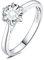 JewelryPalace 6.5mm 1ct Rund Moissanite Solitär Promise Ring Damen, Braut Schmuck Set, Verlobungsring Damenring Ringe Silber 925 mit Stein für Frauen, Simulierte Diamant Jubiläum Ehering Silberring 51