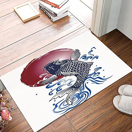 Tapis de Bain Antidérapant en Microfibre 50x80 cm,Ocean Animal Decor, Aileron de carpe broc,Tapis de Sol Lavable en Machine avec Douces Absorbant l'eau pour la Baignoire, la Douche et la Salle de Bain