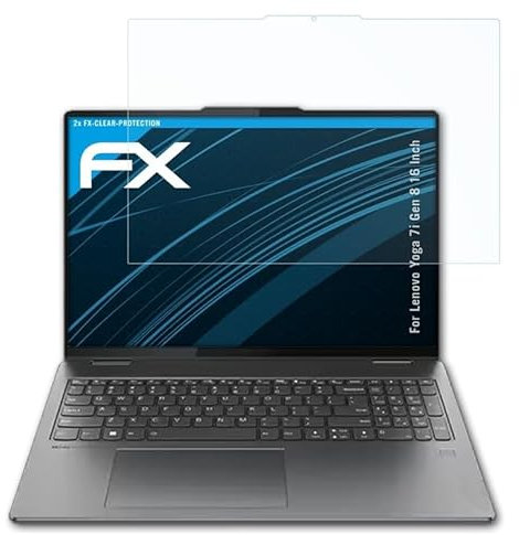 atFoliX Schutzfolie kompatibel mit Lenovo Yoga 7i Gen 8 16 Inch Folie, ultraklare FX Displayschutzfolie (2X)