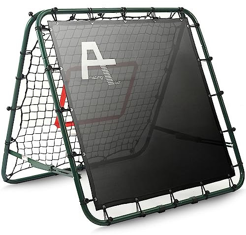 Adjustable Football Rebounder Net – Double-Sided Soccer Training Goal for Kids & Adults, Portable PE Mesh Kickback Target for Shooting/Passing Practice – Folding Design for Garden & Indoor Use, Green
