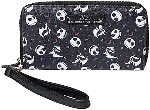 Disney Geldbörse Wristlet Mickey Minnie Mouse Winnie Pooh Reißverschluss Clutch Kunstleder, Jack Skellington Black, Clutch-Geldbörse