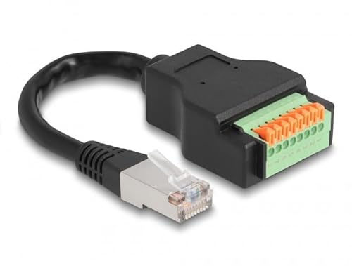 66063 - RJ45 Kabel Cat.5e Stecker zu Terminalblock Adapter mit Drucktaster 15 cm