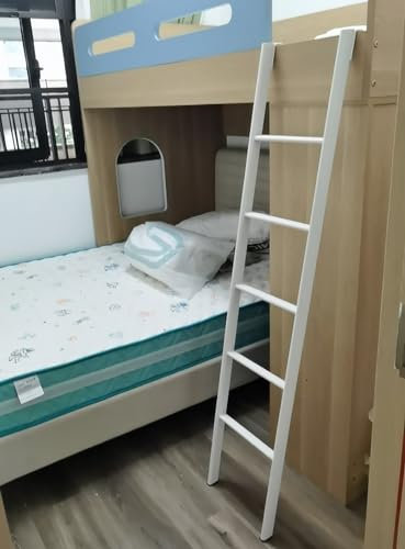 Sostituzione Bianca per Letto a Castello, Scaletta per Letto a Castello in Ferro, Scala a Castello per Camper Alta 150 155 160 165 170 175 cm con Ganci, Scaletta per Letti Alti da Pavimento per Dormit
