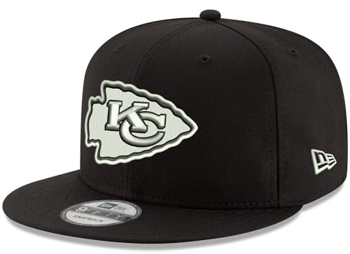 New Era NFL 9FIFTY Schwarz Weiß Verstellbare Snapback Hat Cap One Size Fits All, Kansas City Chiefs, Einheitsgröße