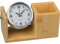Stifteköcher aus Bambus mit analoger Uhr