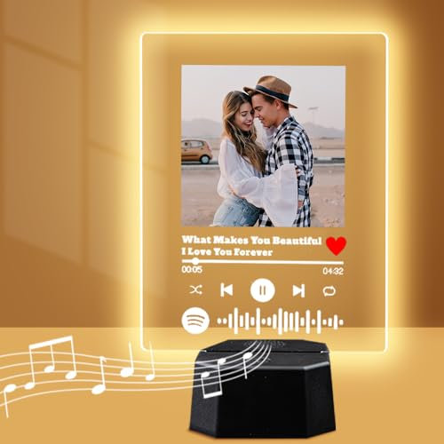 Placa Spotify Personalizada,Lámpara Spotify Personalizada con Foto,Regalo de Cumpleaños Original,Regalos Pareja,Aniversario,San Valentín (Estilo A)