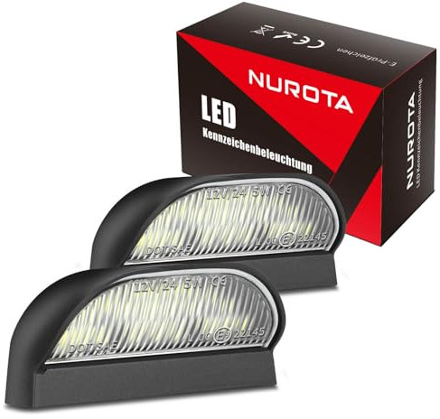 NUROTA 2 Stück LED Kennzeichenbeleuchtung 12V 24V Anhänger PKW LKW StVO-Zulassung