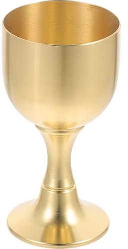 Amosfun Copa de cáliz de altar dorado, copa de vino de latón dorado, copa de vino ritual para decoración de iglesia, primera comunión, copa de culto de ofrenda budista