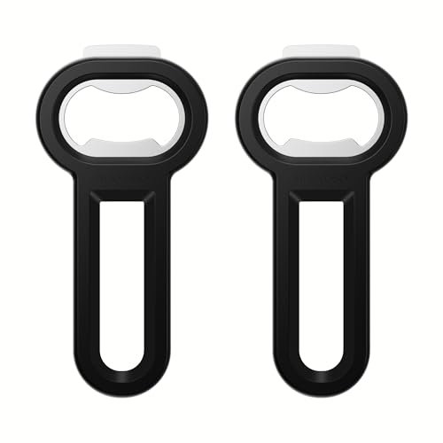 Linoroso 2-en-1 Décapsuleur Magnétique – Outil Pratique pour Bière et Boissons en Canette, Aimant Réfrigérateur pour le Rangement, Idéal pour la Maison, Restaurants, Bars – Noir - 2 Pièces