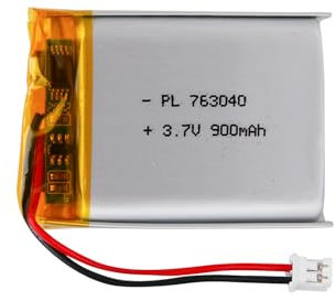 Batterie Lipo 3,7 V, 900 mAh 763040 ions lithium polymère avec connexion 2P-PH avec pas de 2,0 mm