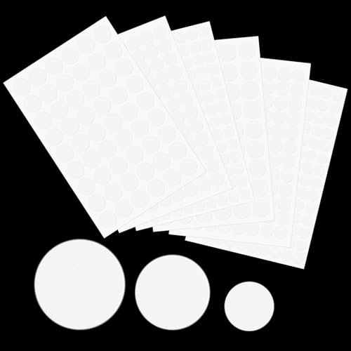 6 Sheets 580 PCS White Screw Covers Furniture Stickers Self-Adhesive Screw Hole Stickers Screw Hole Covers White 3 Sizes PVC Round Plastic Stickers for Wood Cabinet Shelf Furniture Screw