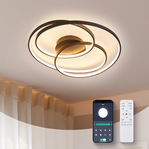 homwarmy LED Deckenleuchte Deckenlampen mit Fernbedienung 55W Deckenlampe Schwarz Deckenlampe Schlafzimmer Modern Deckenleuchte Wohnzimmer 55cm Deckenlampe Küche Deckenleuchte Dimmbar