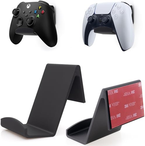Wandhalterung Controller Halter für PS3/PS4/PS5/Xbox Series X/S/Pro Controller, Gaming-Kopfhörer Ständer für Kopfhörer für Xbox Wireless Headset, für Pulse 3D Headset-schwarz ohne Bohren (2 Stück)