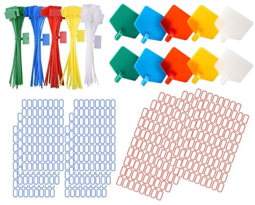 HUAZIZ 250 Pezzi Fascette Plastica Colori, Fascette Segnacavi Elettrici per Cavi, Fascette con 768 Etichetta per Uso Domestico e Ufficio, Fascette Fermacavi in Nylon Autobloccanti,Gestione del Cavo