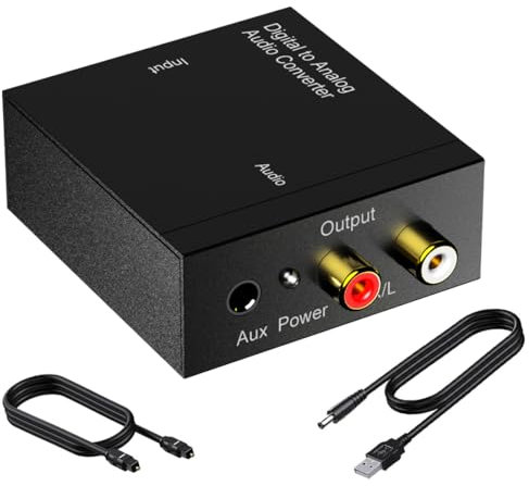 Digital to Analog Audio Converter – Convert DAC Digital SPDIF/Optical to L/R RCA & 3.5mm Jack, Ideal for PS3, HD DVD, PS4, Apple TV & Home Cinema