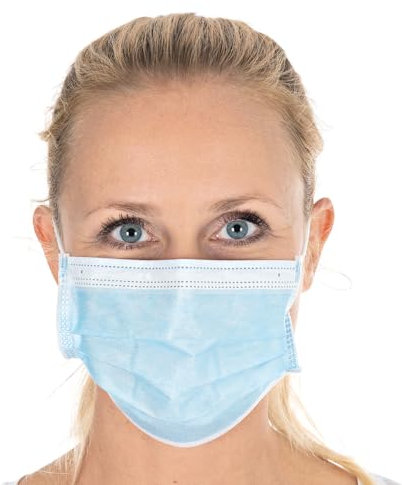 FRANZ MENSCH 50 Stück Hygostar Mundschutz Civil Use, 3-lagig | PP, Packung, blau, L: 17,5 cm, B: 9,5cm, Mundschutz, Atemschutz, Einwegmaske
