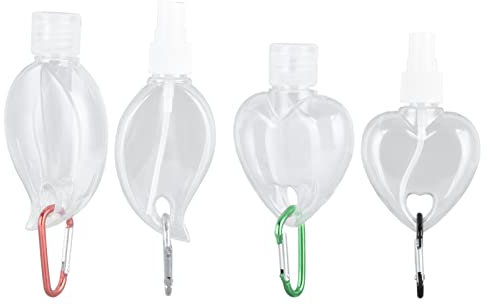 4 Set tragbare 50-ml-Reiseflaschen, nachfüllbare Reiseflaschen mit Schlüsselanhänger, auslaufsichere, transparente, Leere Plastikflaschen-Quetschbehälter für Schul- und