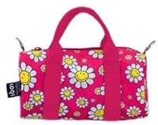 LOQI SMILEY Flowers Raspberry Recycled Small Weekender