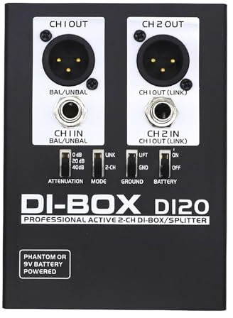 DI20 Sound Active Box Professionelle 2-Kanal-Box/Splitter für Bühnenstudio, wandelt unsymmetrischen in ausgewogenen Klang um