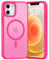 Opkiegrn Coque Compatible avec MagSafe Recharge sans Fil, Protection Antichoc, Anti-Jaunissement,Dos Anti Rayures PC Magnétique Étui Housse (Rose Vif, iPhone 12/iphone 12 Pro)