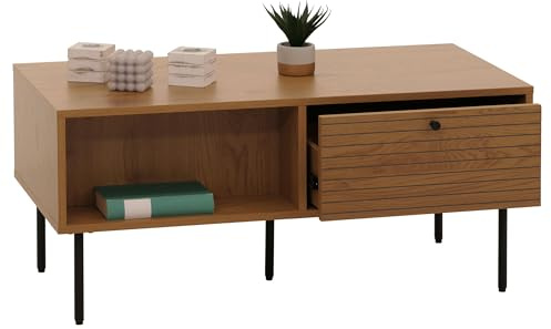 Mendler Couchtisch HWC-N78 45x100x50cm Metall - Natur | Wohnzimmertisch, Sofatisch, skandinavischer Stil, Holz, Melamin
