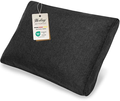 Herlag Outdoor Loungekissen Sunny | Premiumkissen für Gartenlounge | Bezug waschbar mit Reißverschluss | Langlebige Sitzauflage mit UV- & Fleckschutz | Rückenkissen 40x70cm Anthrazit