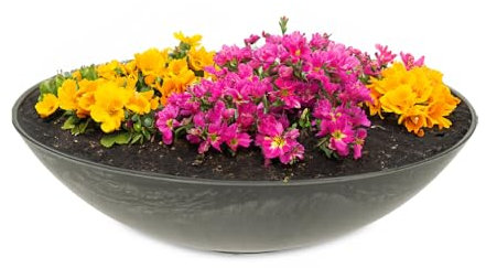 matches21 HOME & HOBBY Wetterfeste Pflanzschale für draussen in 25 cm - schwarz marmoriert als Blumenschale - Dekoschale