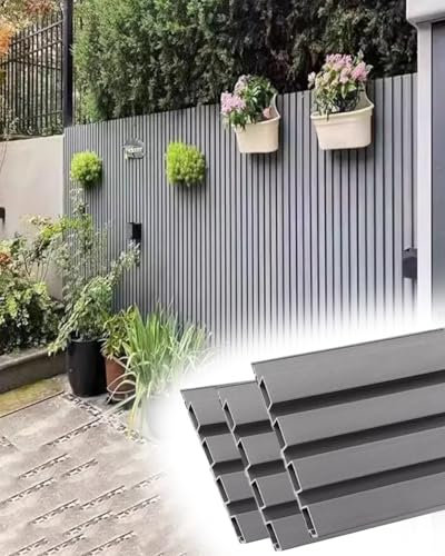 Sichtschutz Zaun Silbergraue Zaunelemente für Den Außenbereich, 6 Fuß, Halboffenes, Robustes Geländer für Hof und Terrasse, Sichtschutz, Deko, Wasserdichte Wandelemente mit Geringem Wartungsaufwand(45