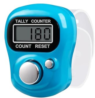 sellertree Digital Finger Tally Counter, Tasbeeh Electronic Handheld Clicker Row Counting with LED Display, 5 Digit Portable Knitting Crochet Lap Tracker, Sports (Light Blue)