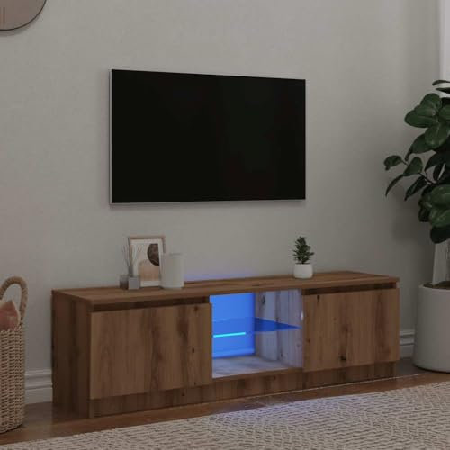 LumFurni Meuble TV avec lumières LED chêne Artisanal Bois d'ingénierie