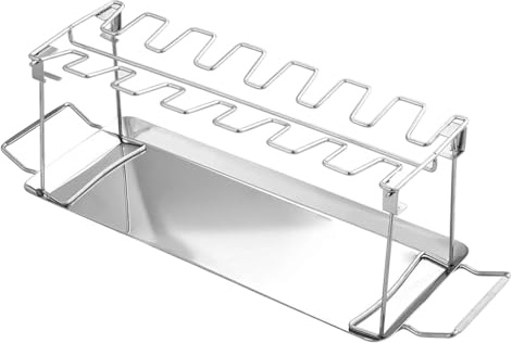 Chicken Drumstick Halter, BBQ Chicken Leg Rack, Non-Stick Edelstahl Grill Stand mit Drip Tray, Multi-Purpose Roasting Tool für Camping, Backyard und Picknick Cooking