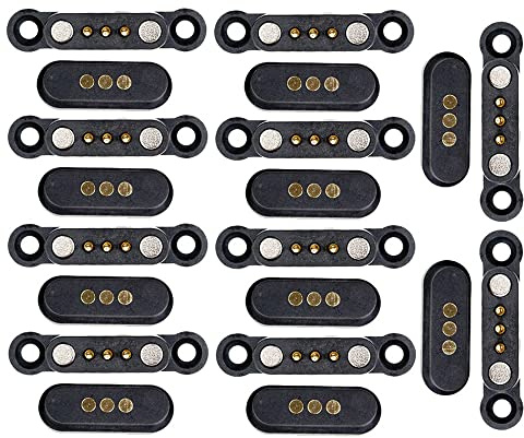 CAIONPLE 10 Paare Federbelasteter Magnetischer Pogo Pin Steckverbinder 3 Positionen Magnete Rastermaß 2,3 MM DurchgangslöCher Stecker Buchse Sonde